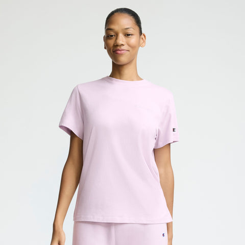 Champion Classic T-Shirt, Tonal Left Chest Script in Lavender Frost