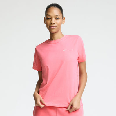 Champion Classic T-Shirt, Tonal Left Chest Script in Bubblegum