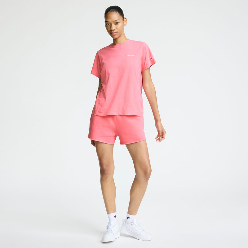 Champion Classic T-Shirt, Tonal Left Chest Script in Bubblegum