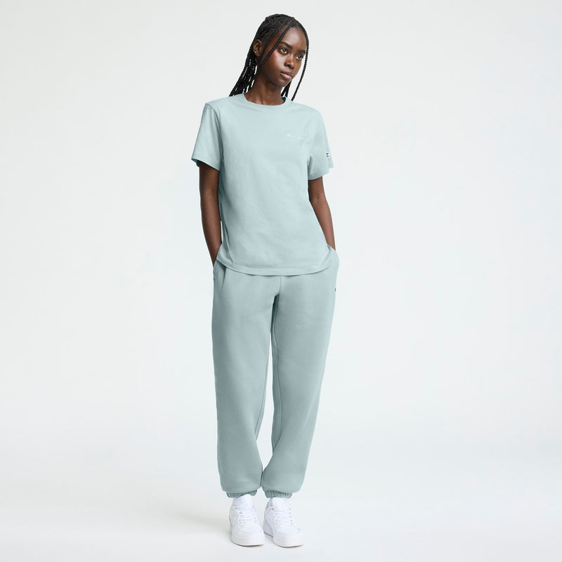 Champion Classic T-Shirt, Tonal Left Chest Script in Cloudy Blue