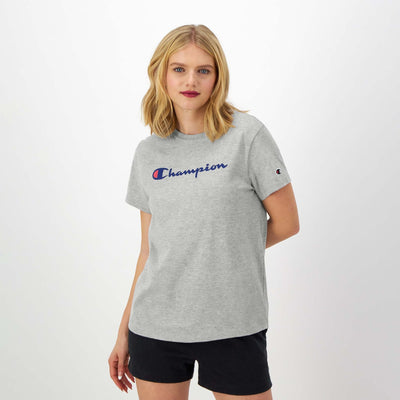 Champion Classic T-Shirt, Script Logo in New Manhattan Mist Heather
