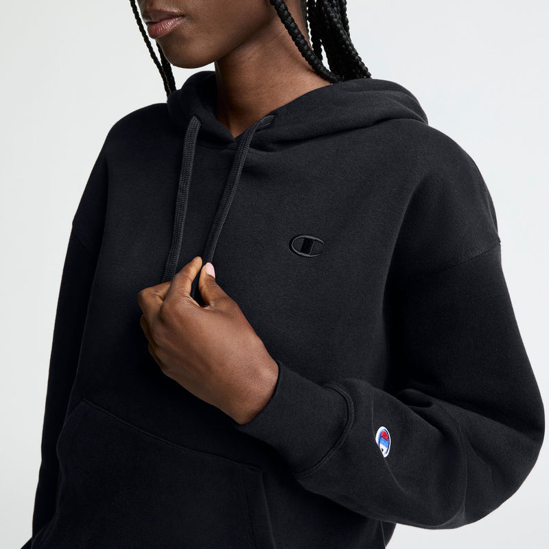 Champion Small C Freshman Powerblend Hoodie in Black