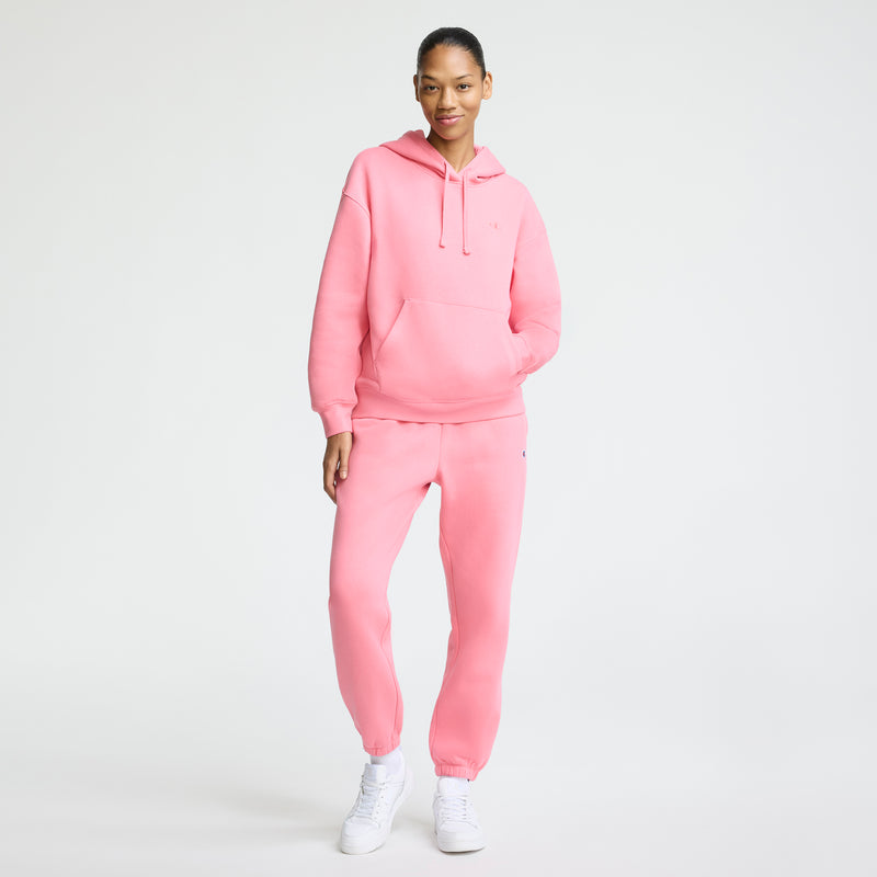 Champion Small C Freshman Powerblend Hoodie in Bubblegum