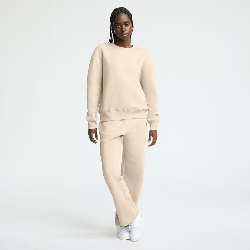 Champion Powerblend Crewneck, Small "C" in Champagne Frost