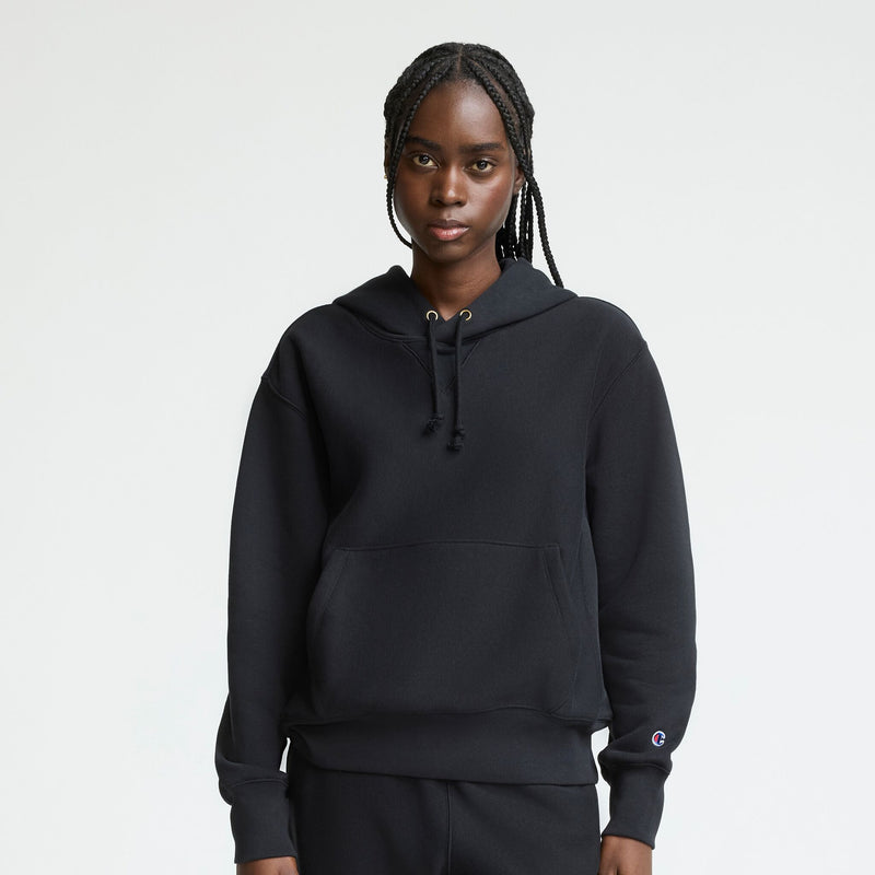 Champion Essentials Reverse Weave Hoodie Sweatshirt in Black