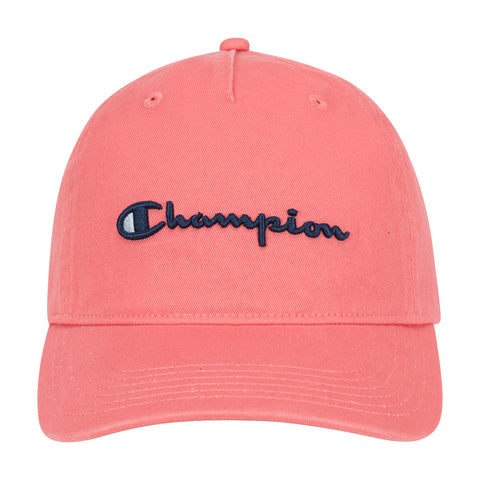 Champion Script Embroidery Adjustable Cap in Ripe Papaya