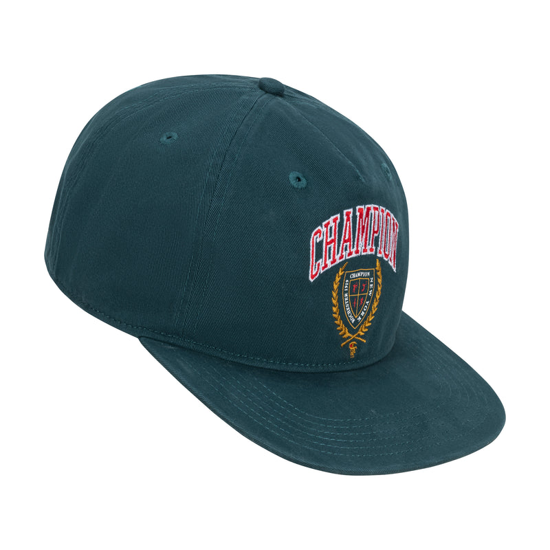 Champion Laurel Shield Flat Brim Adjustable Hat in Dark Green